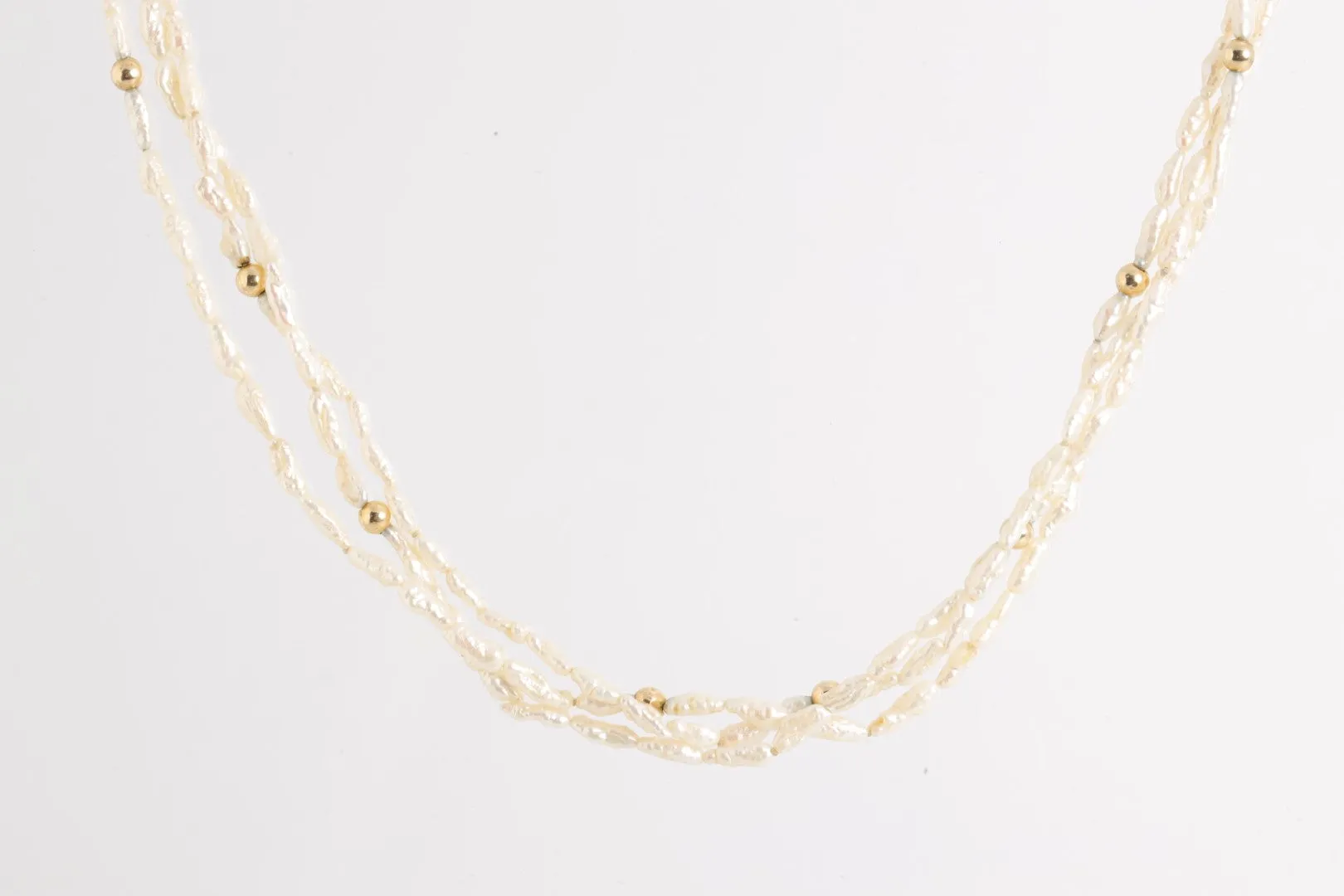 21" 14k Yellow Gold Pearl Gold Bead Necklace (15.84g.)