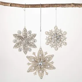 7"H, 6"H and 5.5"H Sullivans Snowflake Ornament - Set of 3, Silver Christmas Ornaments