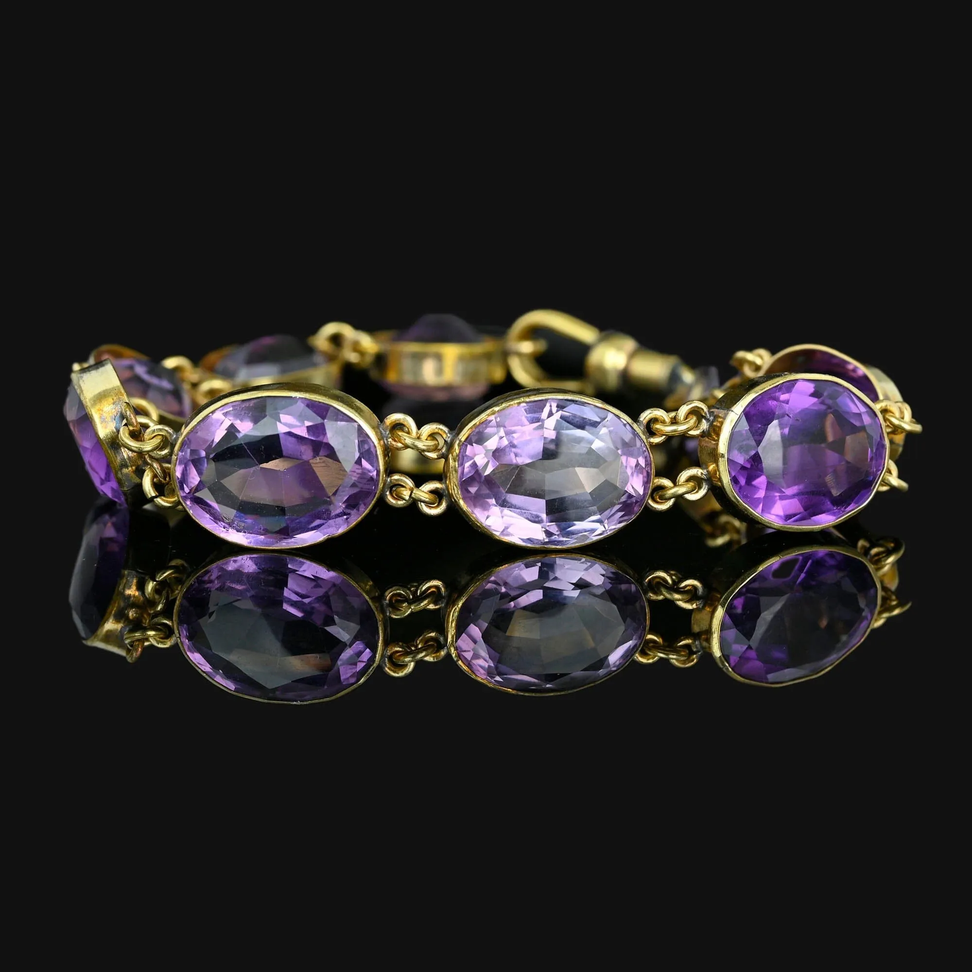 Antique Victorian Old Cut Natural Amethyst Bracelet