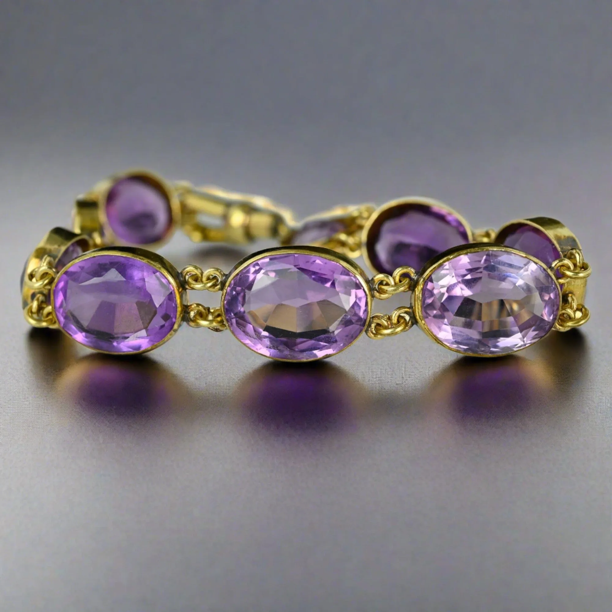 Antique Victorian Old Cut Natural Amethyst Bracelet