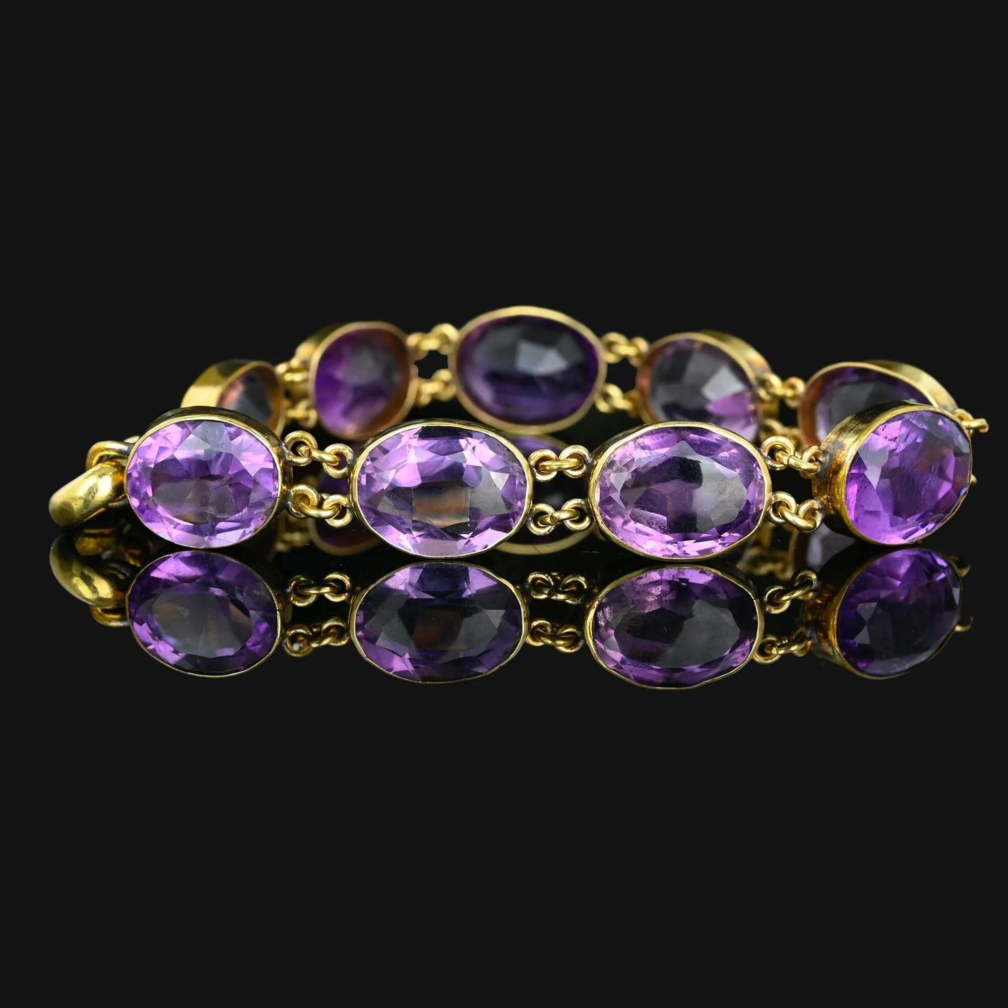 Antique Victorian Old Cut Natural Amethyst Bracelet