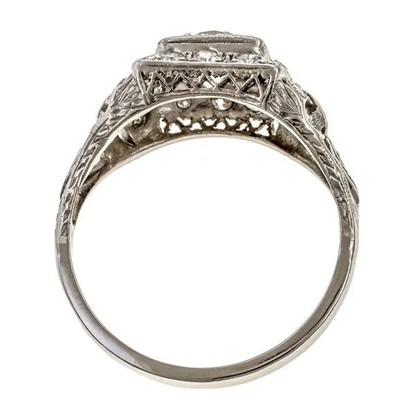 Art Deco Diamond Ring, Old Euro 0.85ct