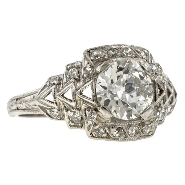 Art Deco Engagement Ring, Old Euro 1.18ct.