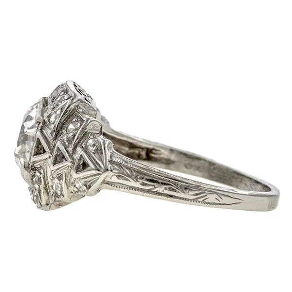 Art Deco Engagement Ring, Old Euro 1.18ct.