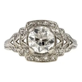 Art Deco Engagement Ring, Old Euro 1.18ct.