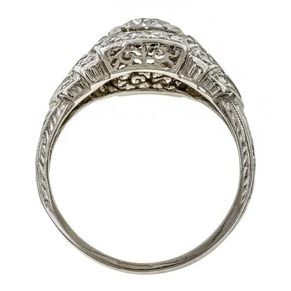 Art Deco Engagement Ring, Old Euro 1.18ct.