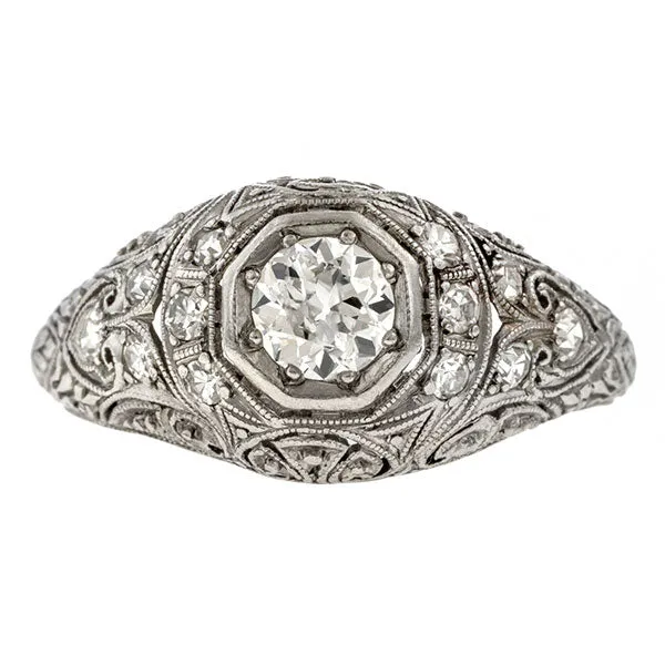 Art Deco Engagement Ring, Old European 0.40ct.