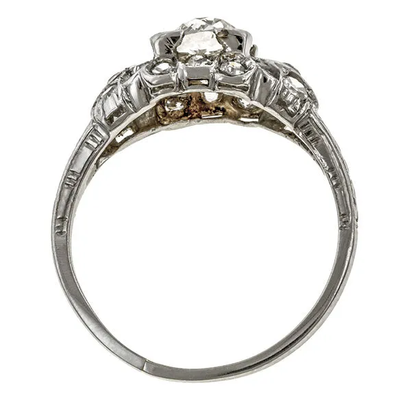 Art Deco Engagement Ring, Old European 0.93ct.