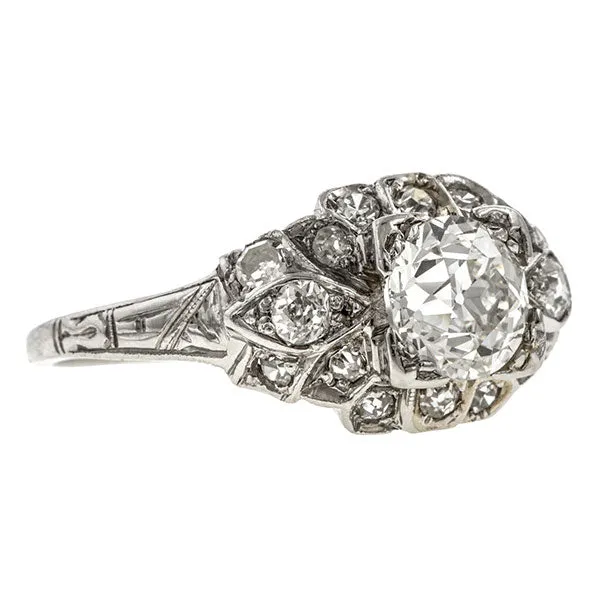 Art Deco Engagement Ring, Old European 0.93ct.