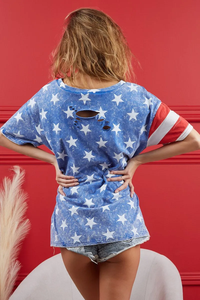 Bibi Laser Cut Old Glory Top