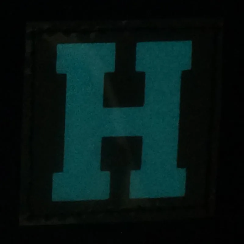 BIG LETTER H PATCH - BLUE GLOW IN THE DARK