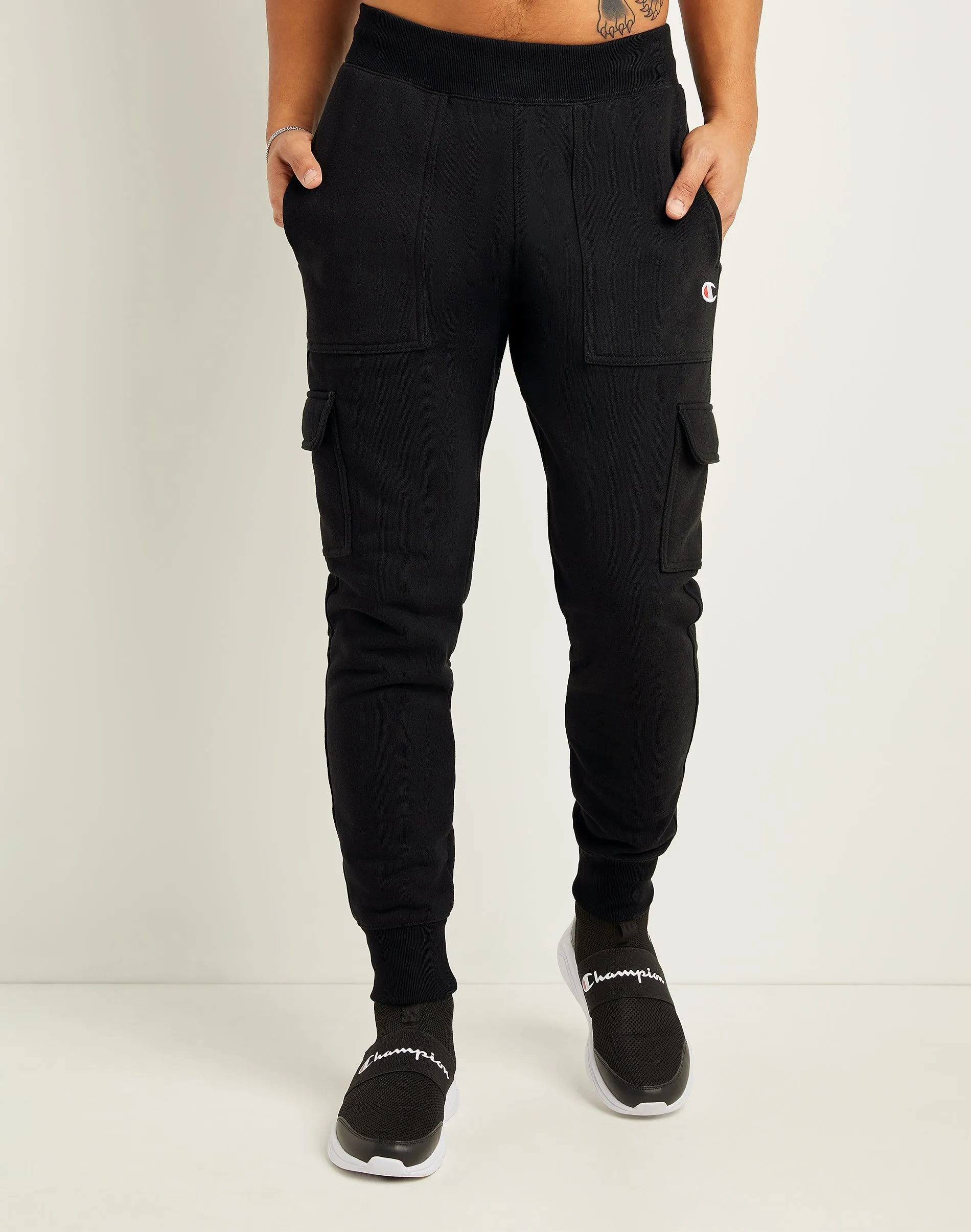 Champion Reverse Weave Cargo Black Joggers