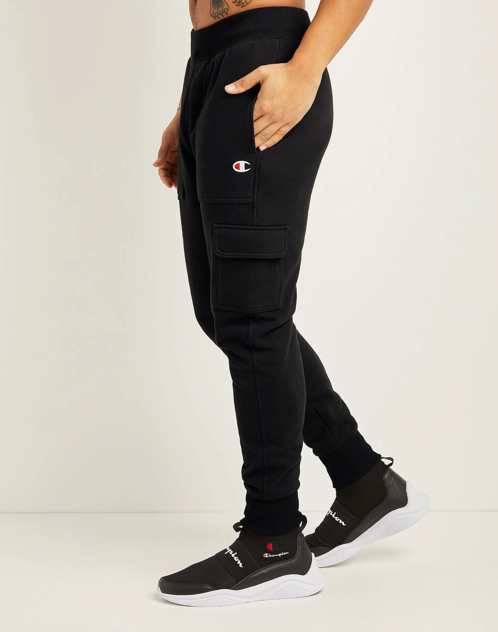 Champion Reverse Weave Cargo Black Joggers