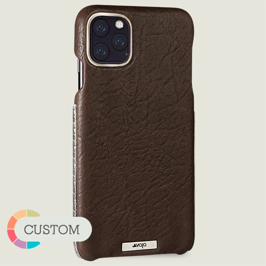 Customizable Silver Grip iPhone 11 Pro Max Leather Case