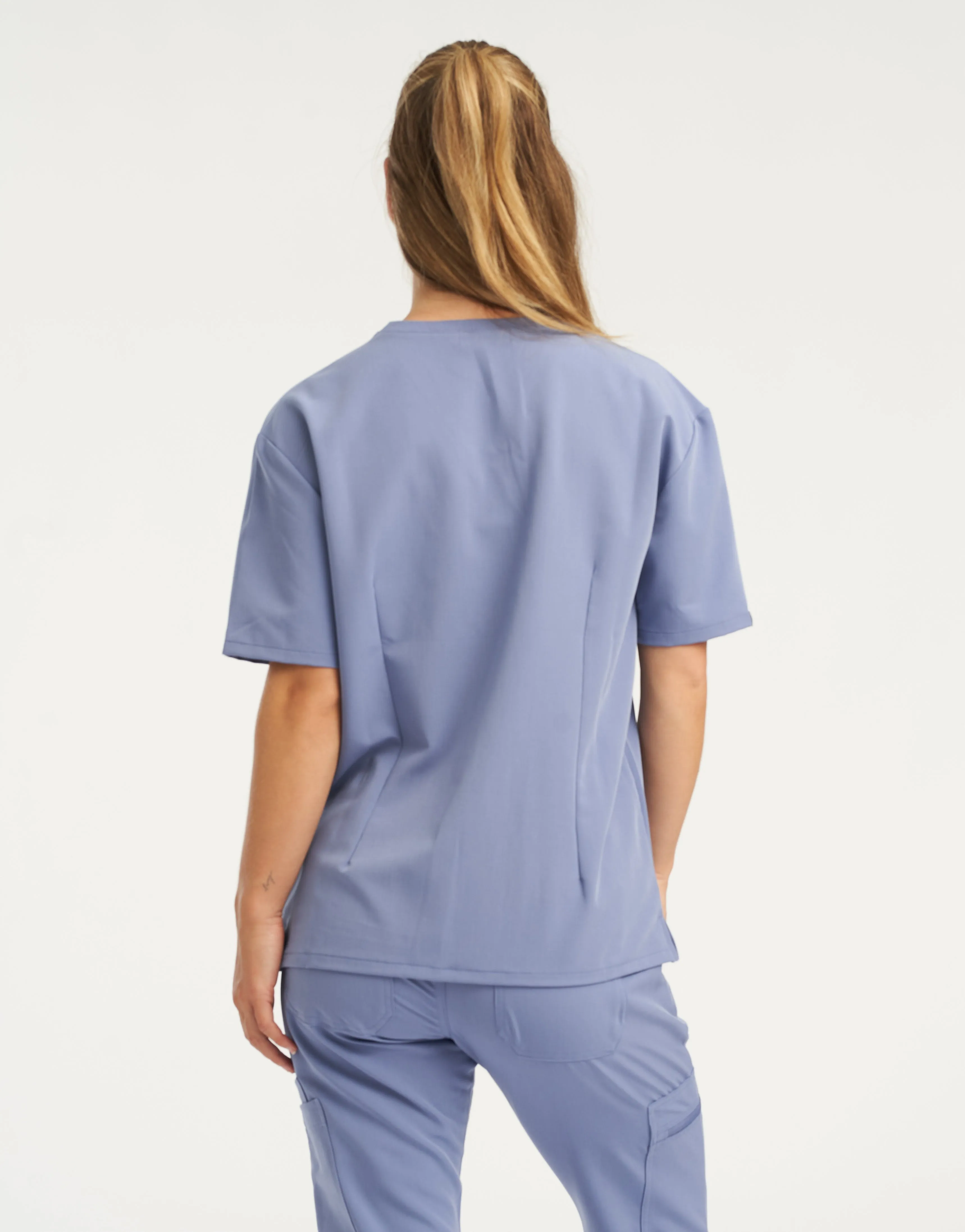 Essential V Neck Scrub Top - Nova Blue