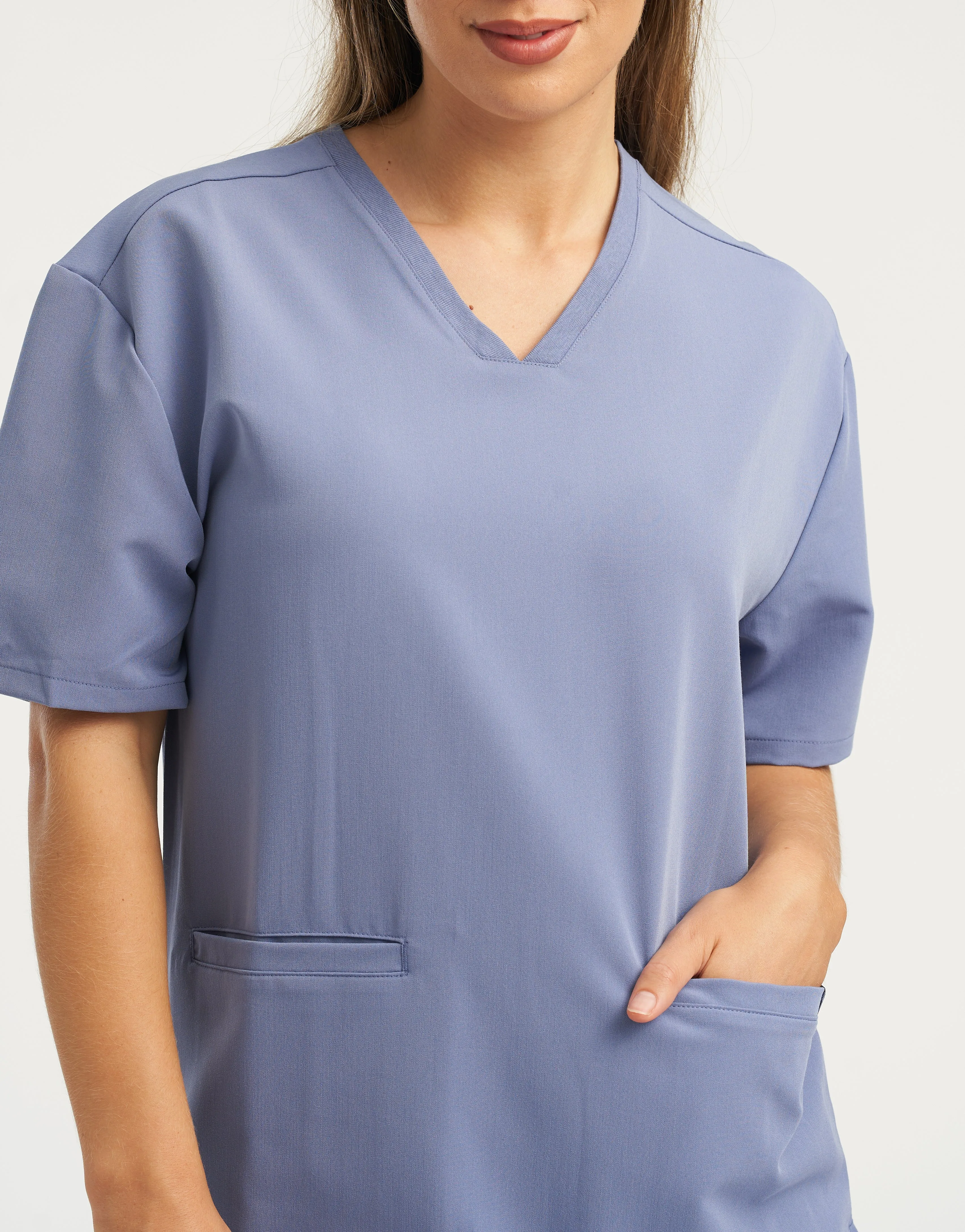 Essential V Neck Scrub Top - Nova Blue