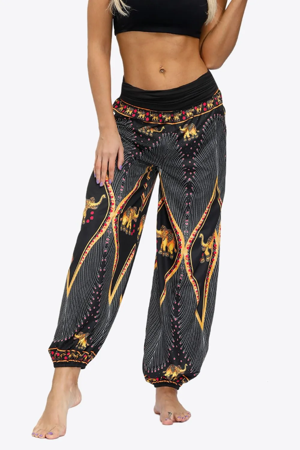 Fashion Prints Ruched Athletics Pants