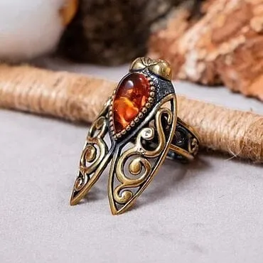 Fashion Vintage Cicada Citrine Ring