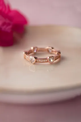 Forever Heart Rose Gold Plated Sterling Silver Ring