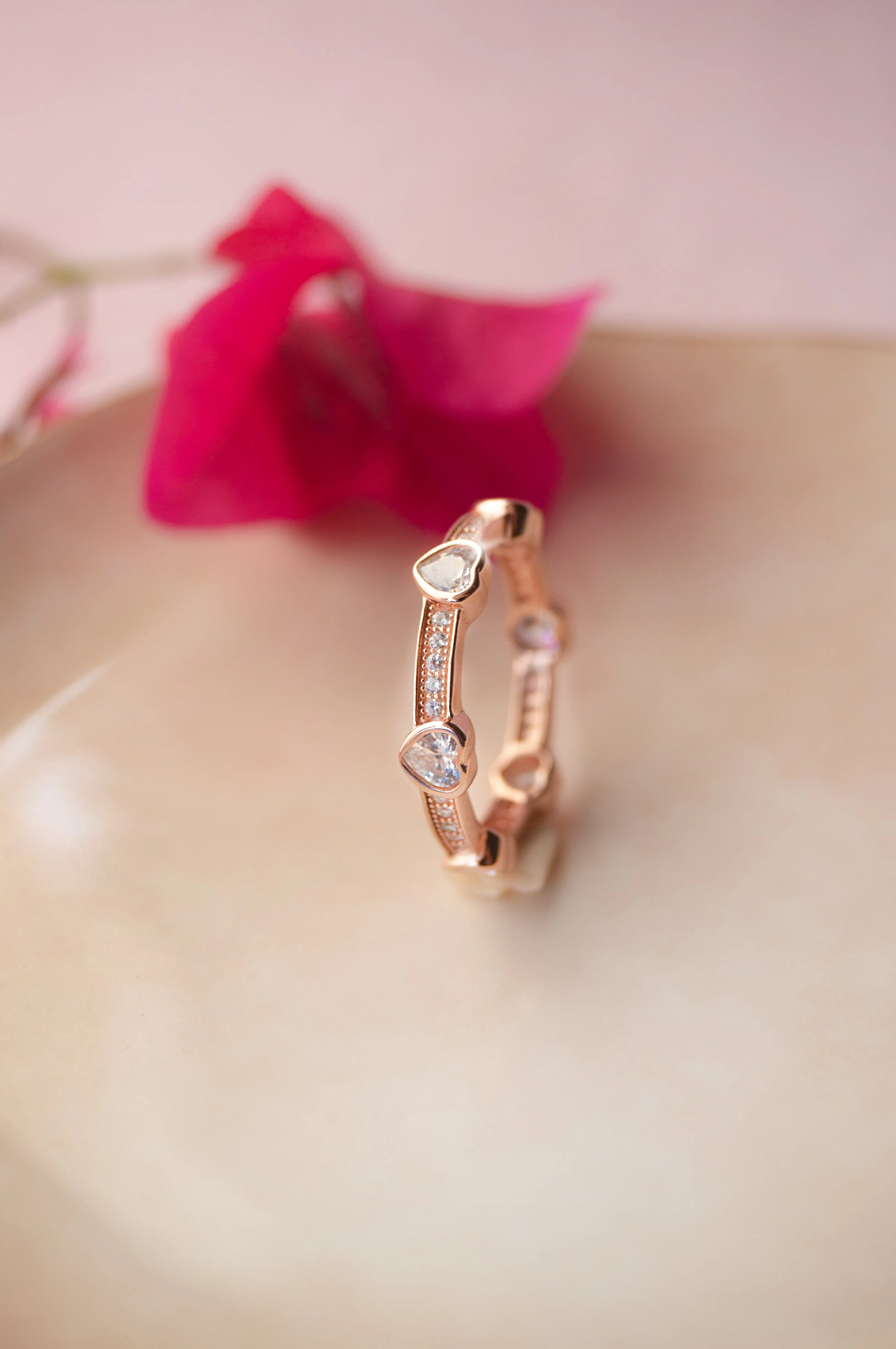 Forever Heart Rose Gold Plated Sterling Silver Ring