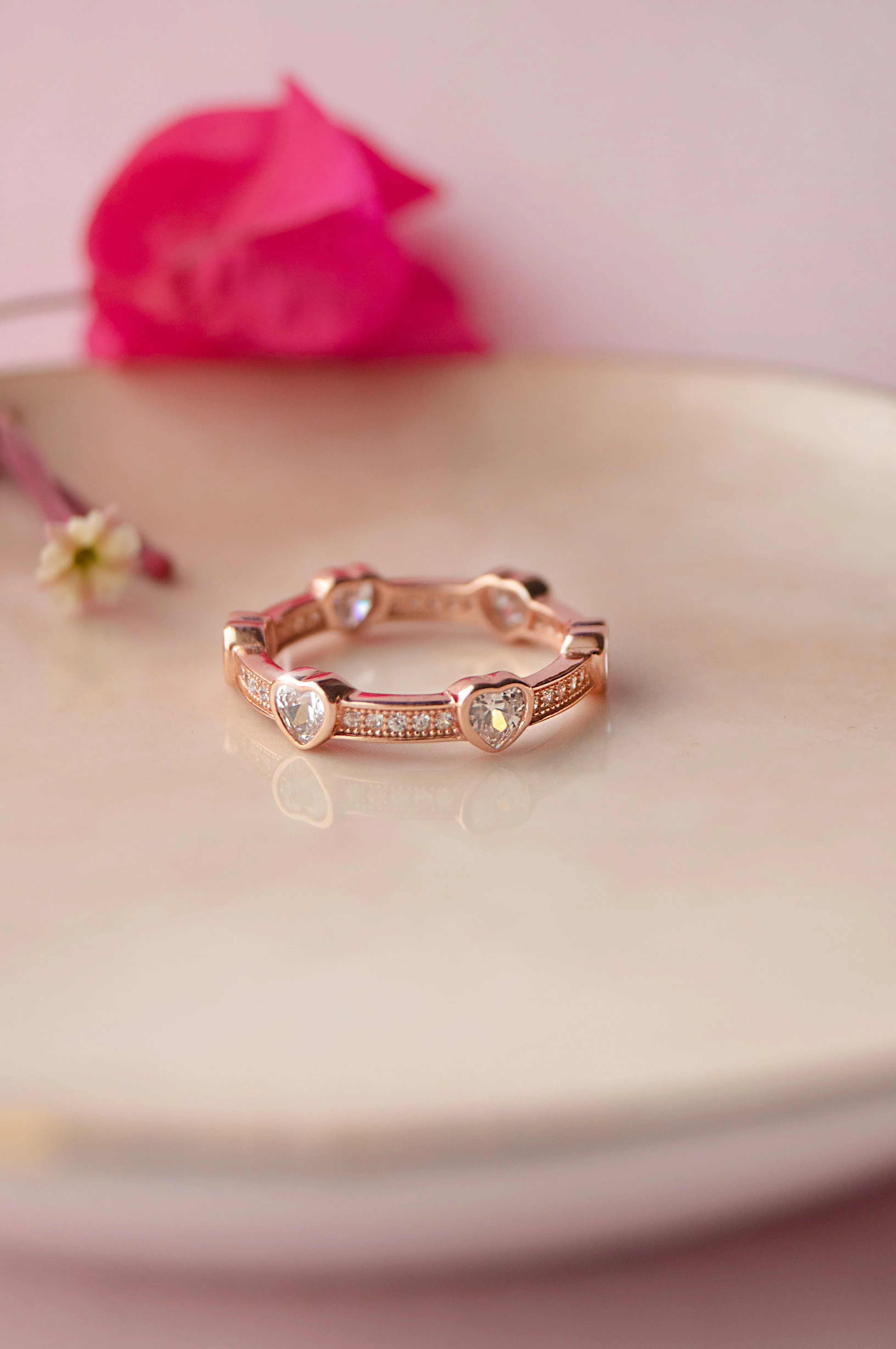 Forever Heart Rose Gold Plated Sterling Silver Ring