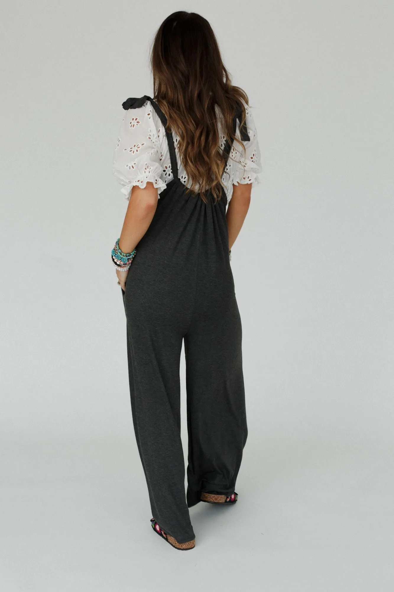 Forever Relaxed Gathered Jumpsuit - Charcoal