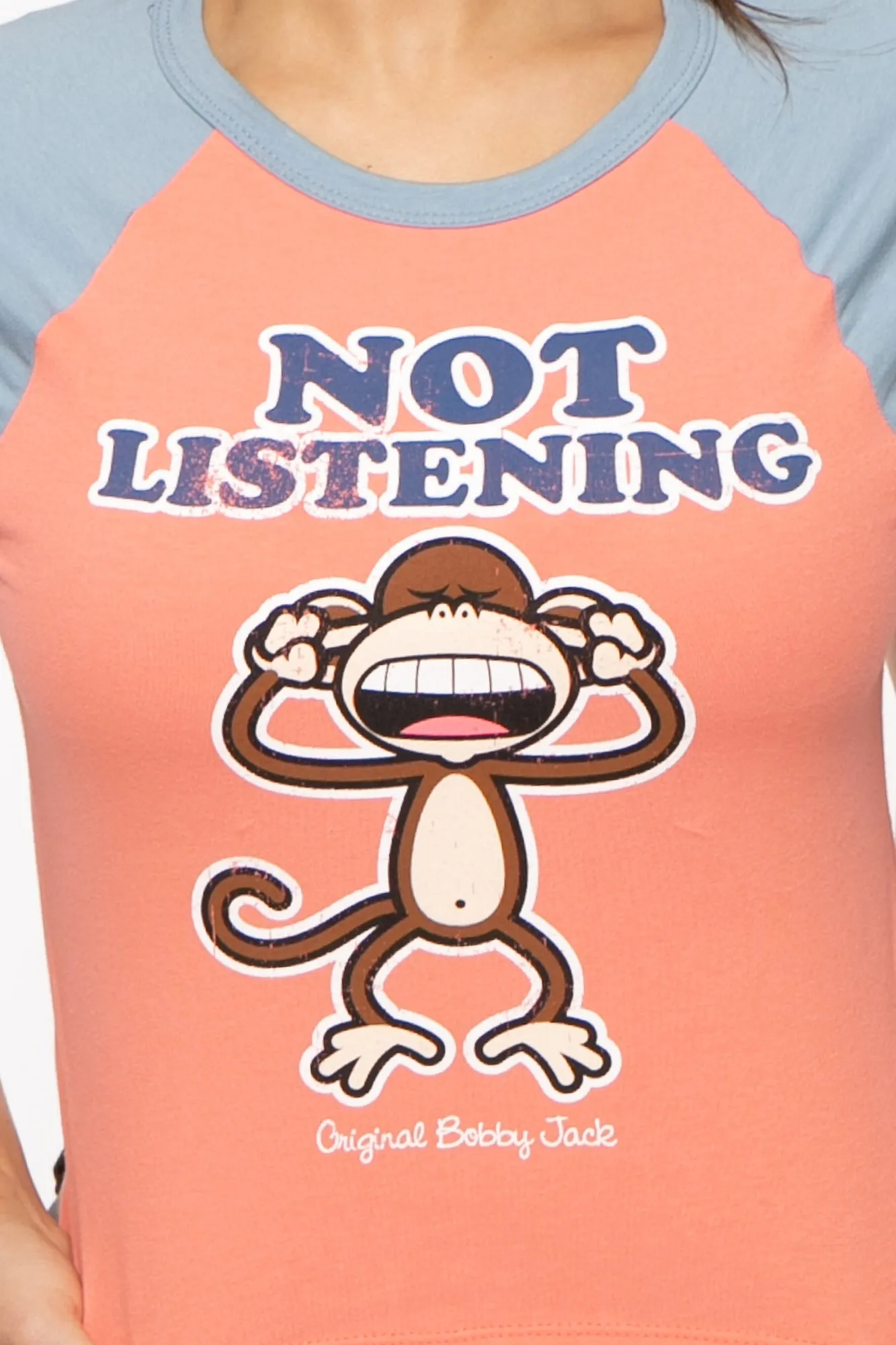 Not Listening - Bobby Jack Raglan Top - Old Orange