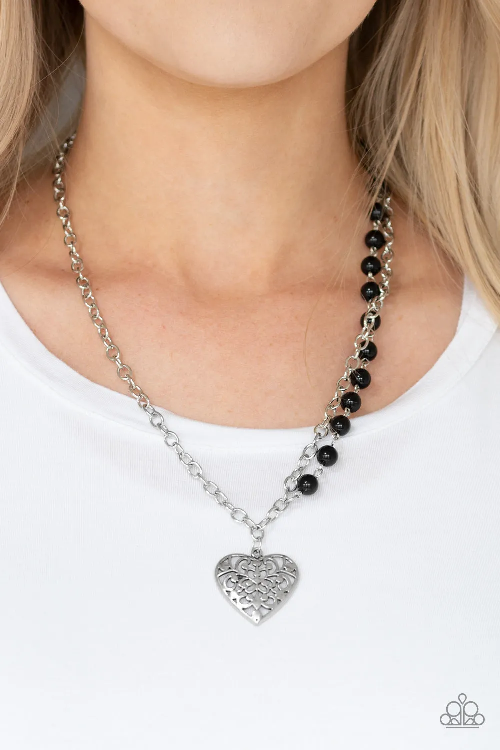 Paparazzi Forever In My Heart Black Necklace Set