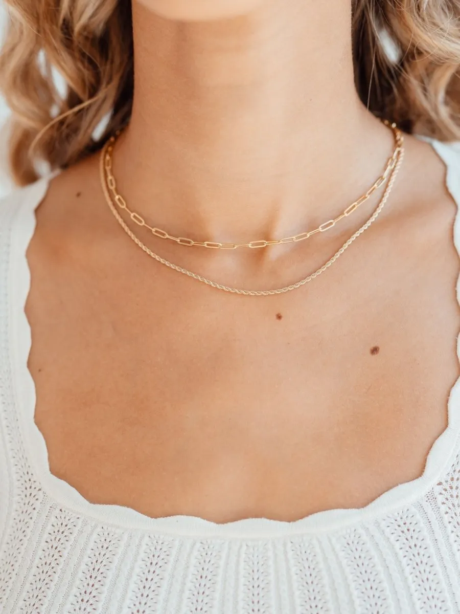 Paperclip 'M' Chain Necklace