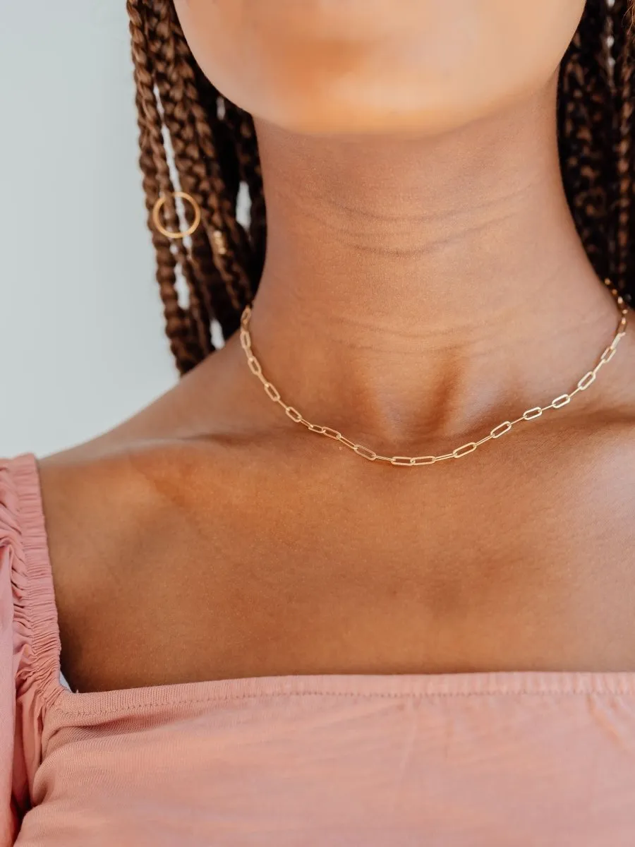 Paperclip 'M' Chain Necklace