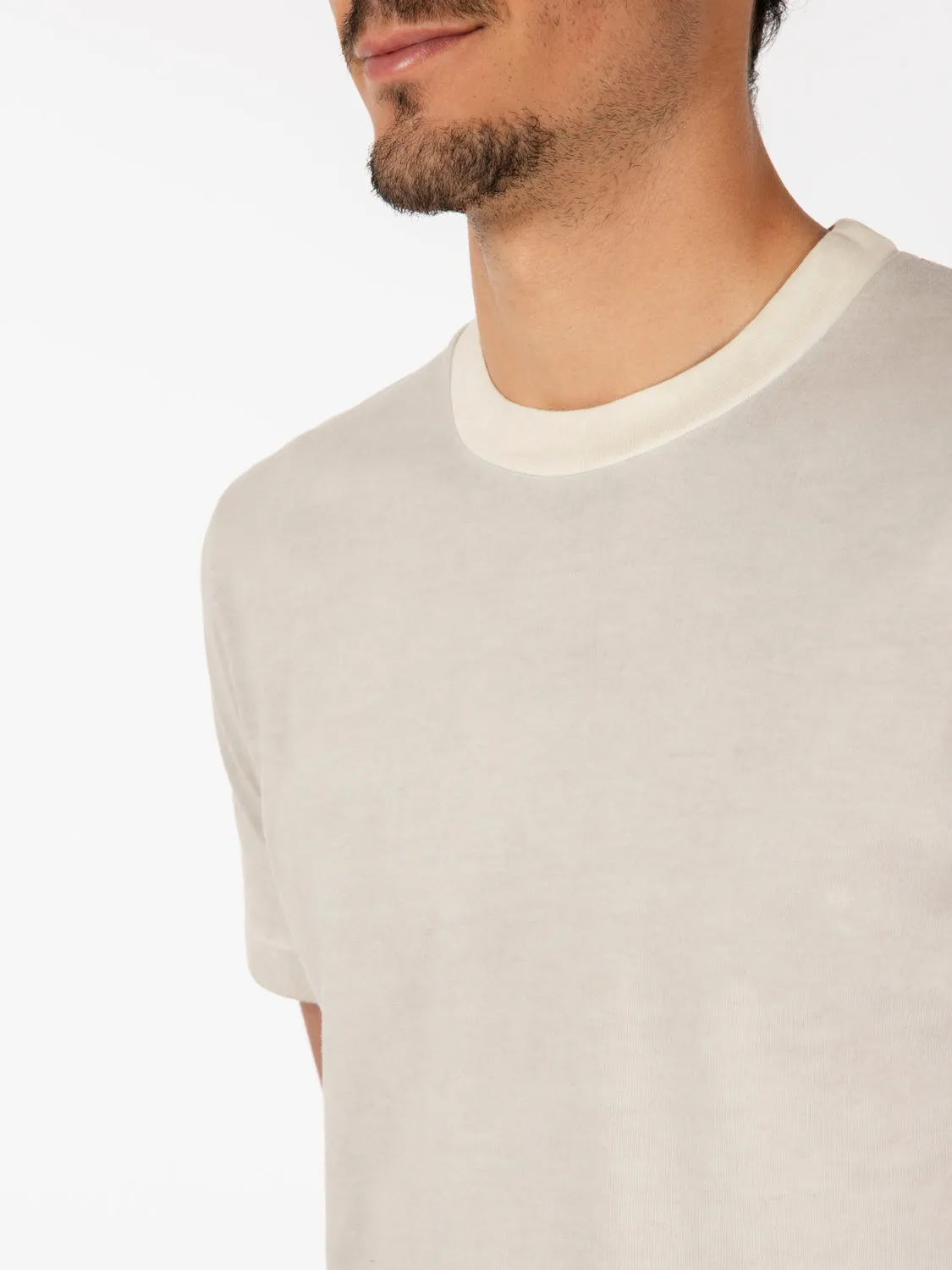 T-shirt basic a maniche corte old beige