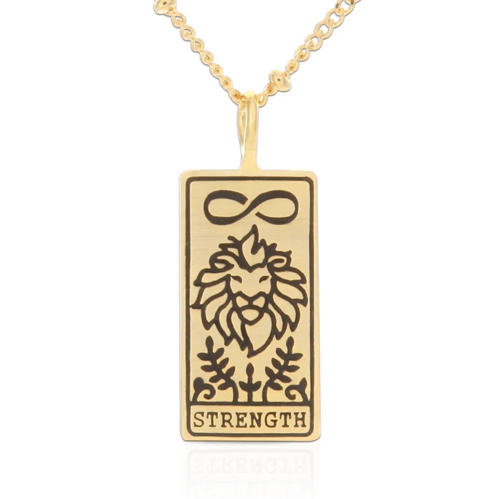 Tarot Card Necklace Strength, 21"