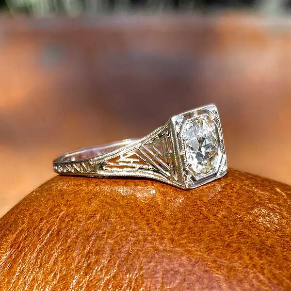 Vintage Filigree Engagement Ring, Old European 1.30ct.