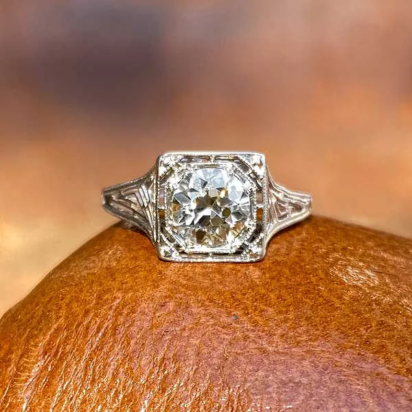 Vintage Filigree Engagement Ring, Old European 1.30ct.