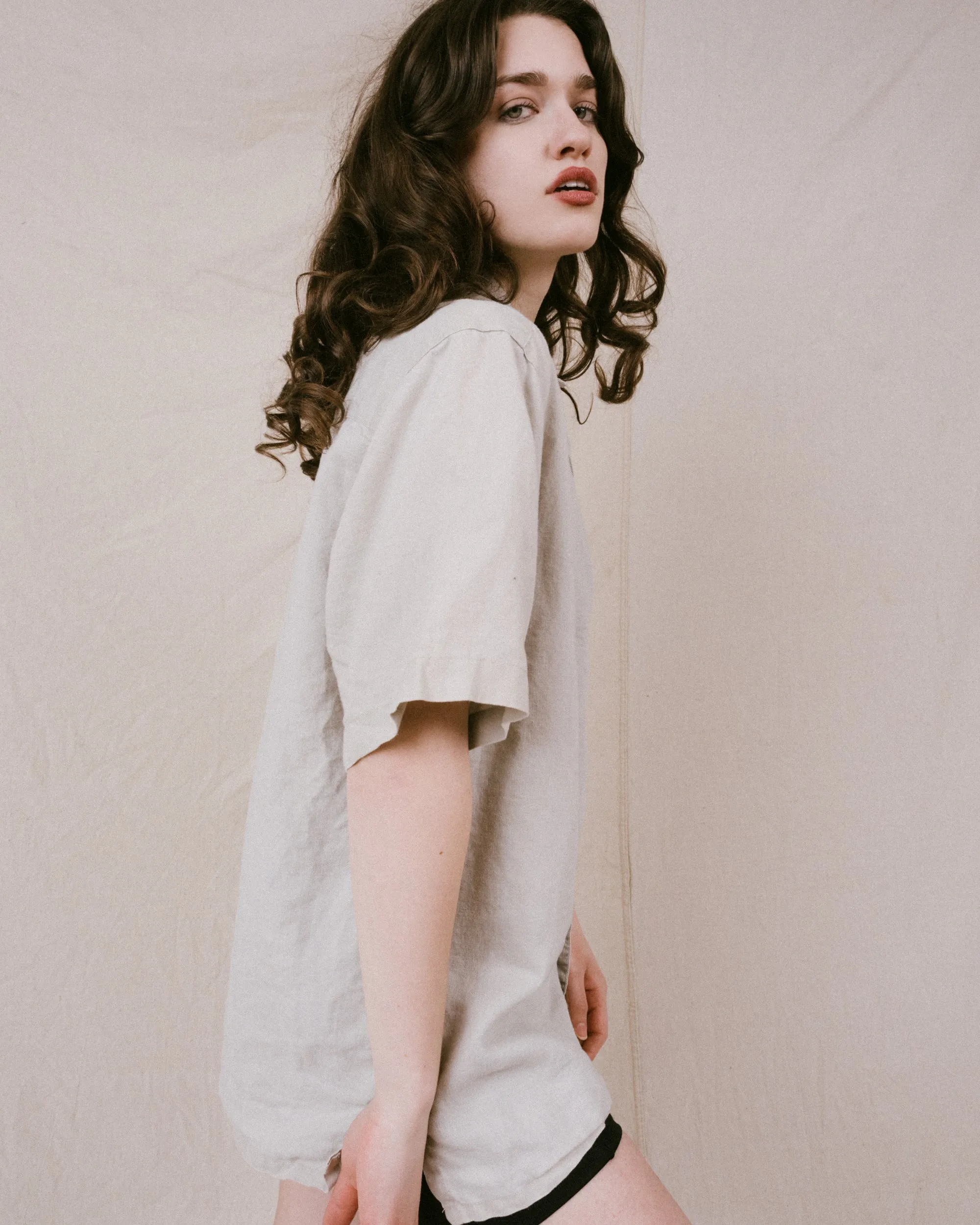 Vintage Oversized Linen Shirt (S/M)