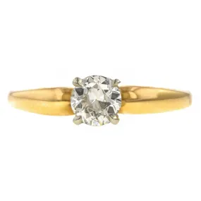 Vintage Solitaire Engagement Ring, Old Euro 0.49ct.