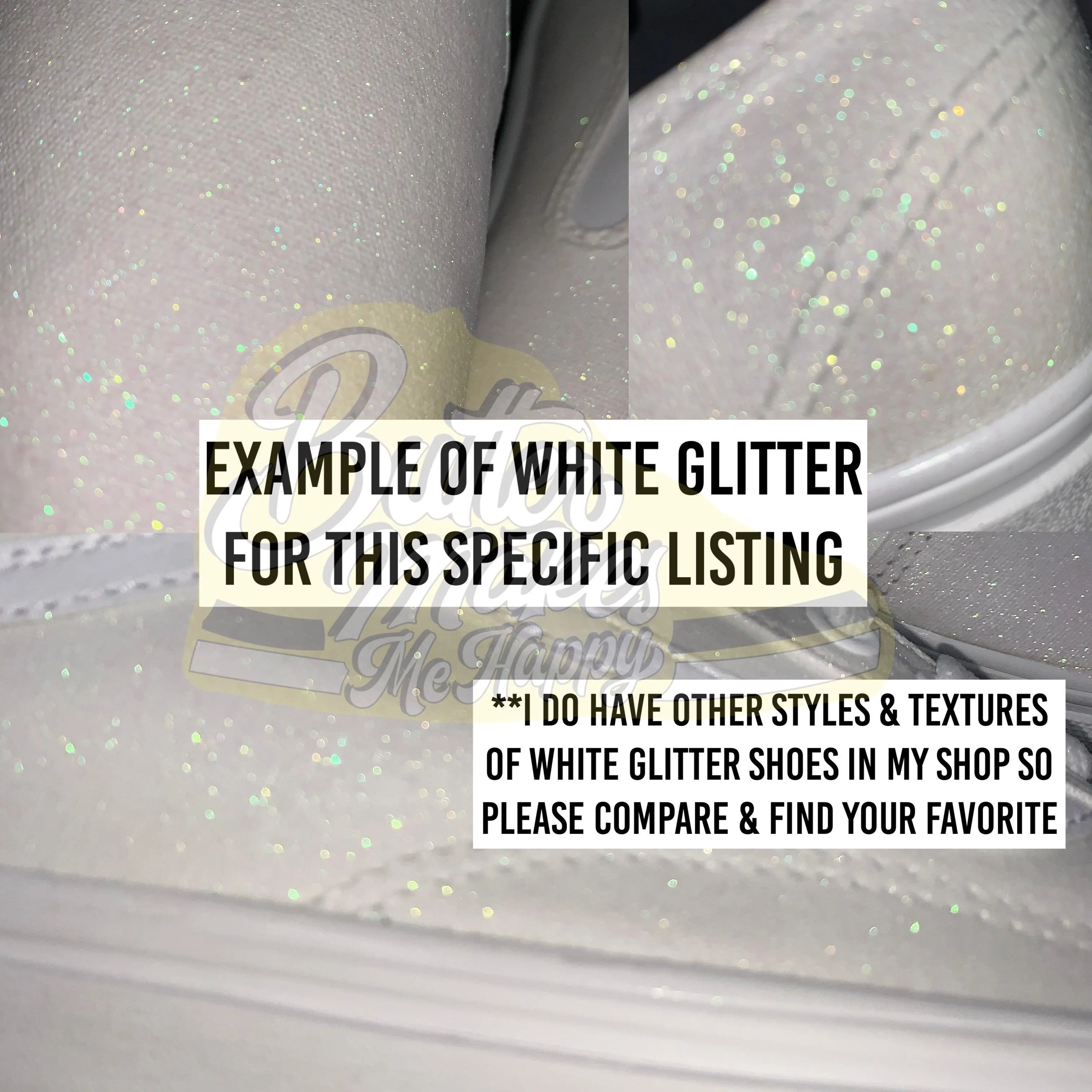 Sparkling White Glitter Vans Old Skool Sneakers for Women