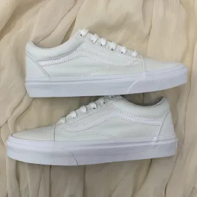 Sparkling White Glitter Vans Old Skool Sneakers for Women