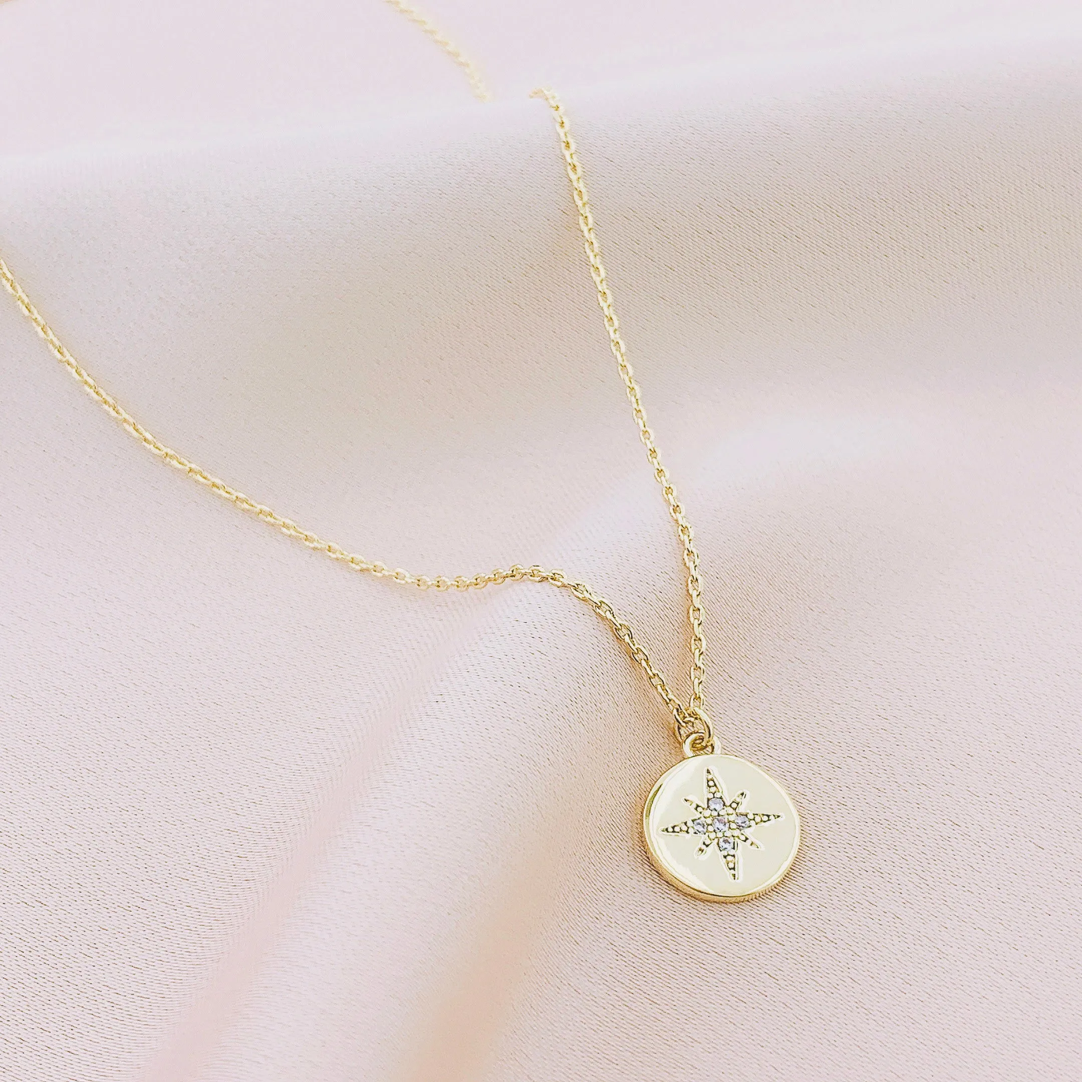 Women's Fashion CZ Starburst Pendant Necklace