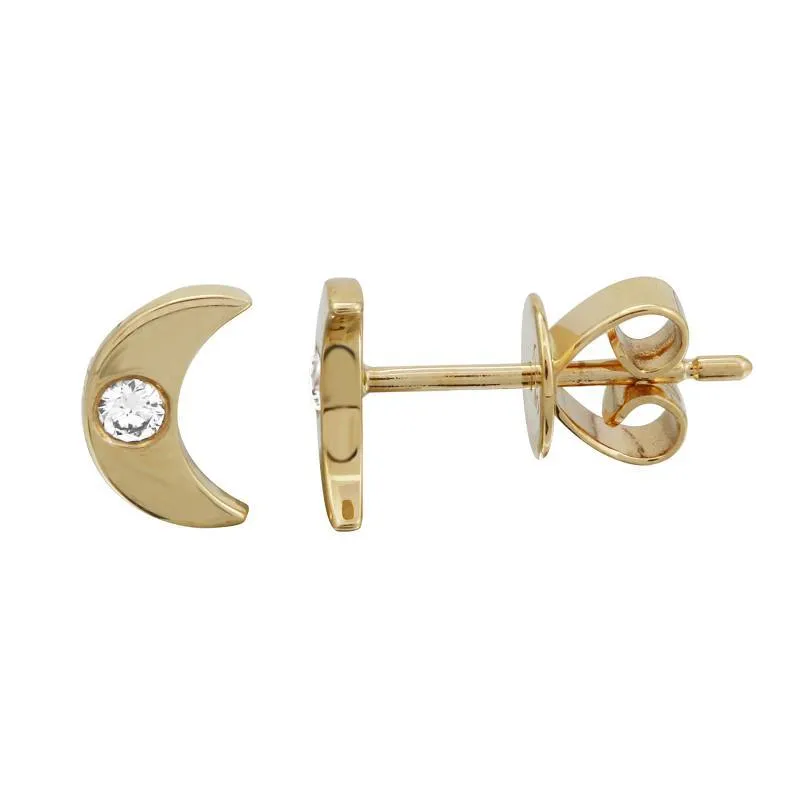 Women's Fashion CZ Stud Moon Earring